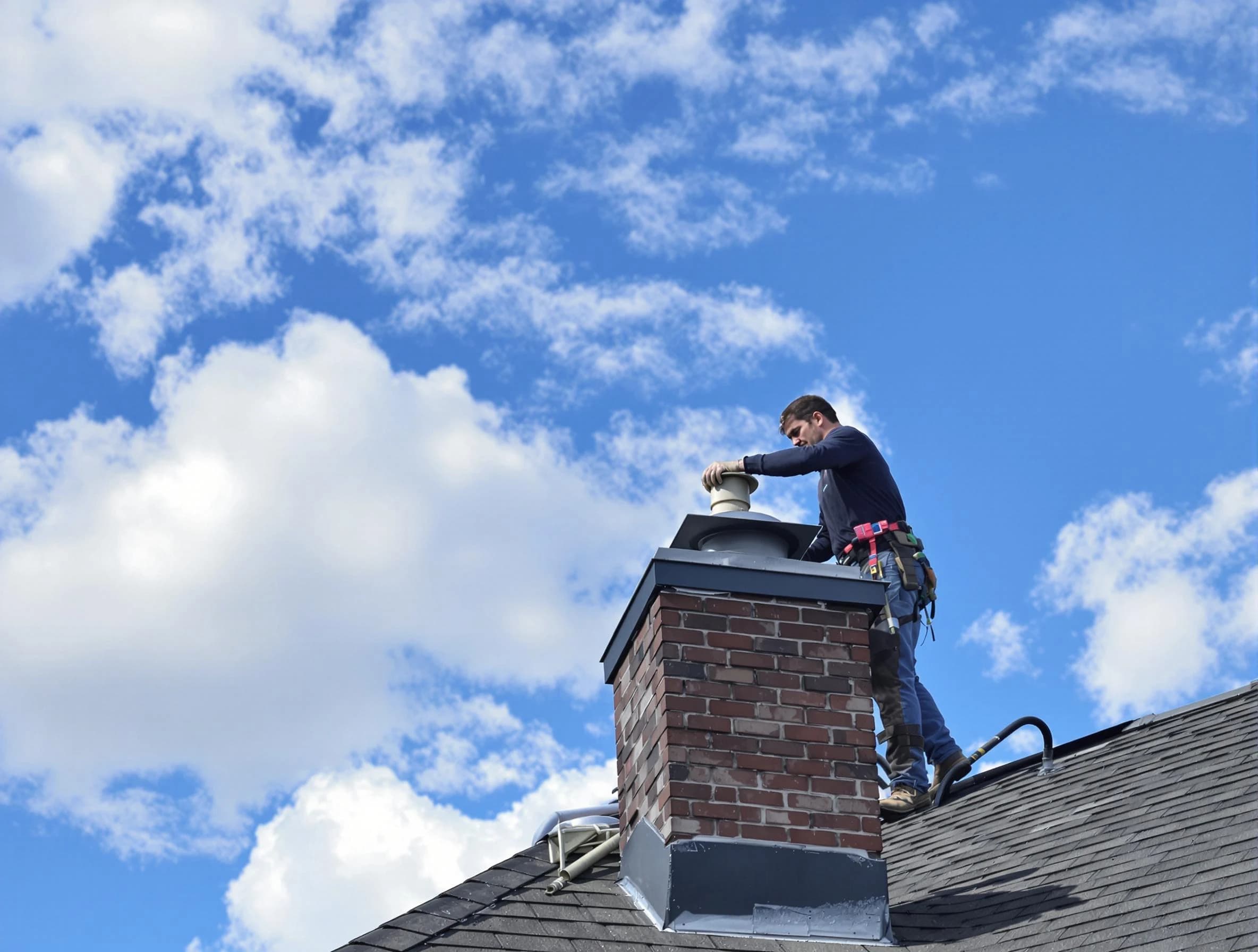 Spotsylvania Courthouse Chimney Sweep installing a sturdy chimney cap in Spotsylvania Courthouse, VA