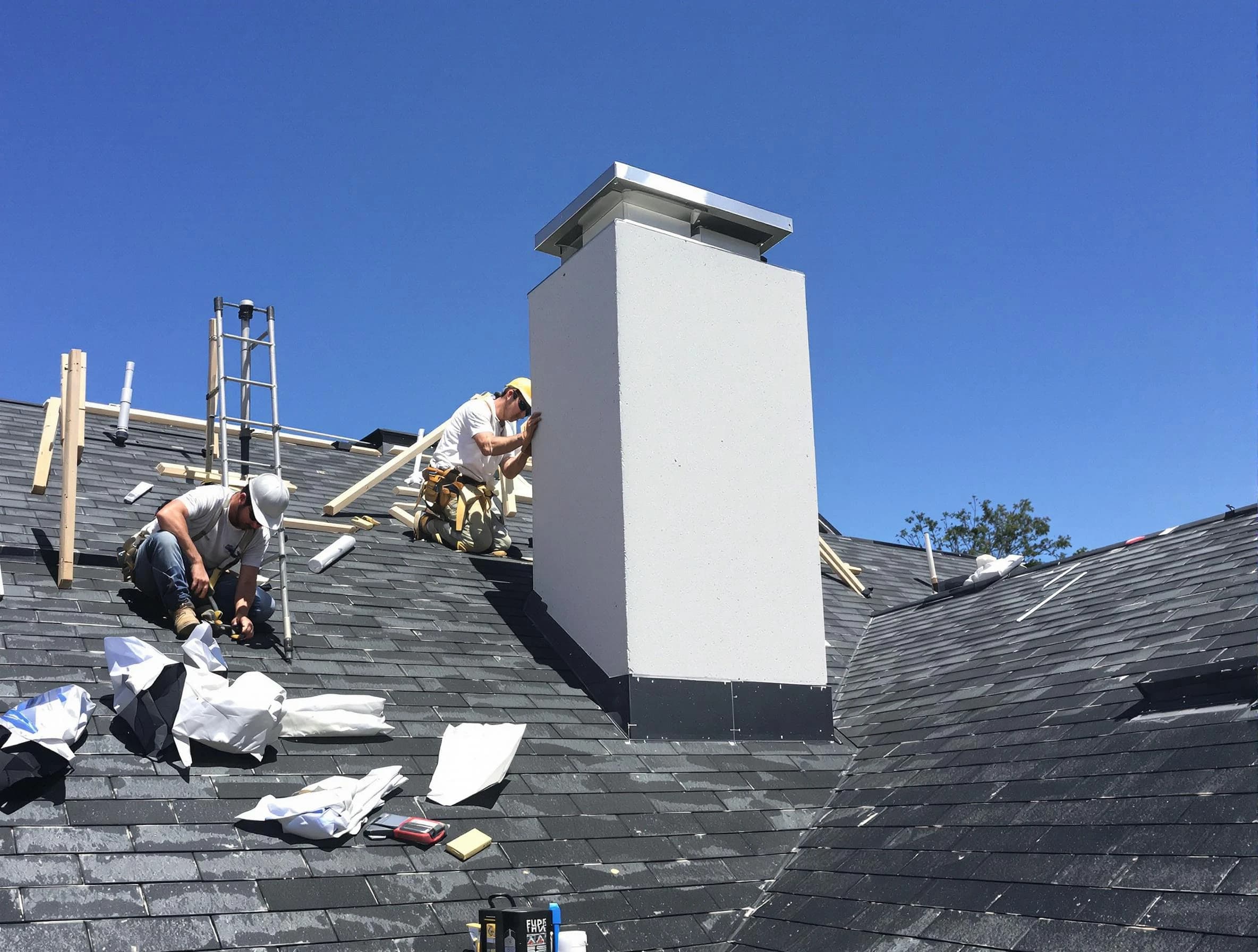 Spotsylvania Courthouse Chimney Sweep crew installing a new chimney in Spotsylvania Courthouse, VA