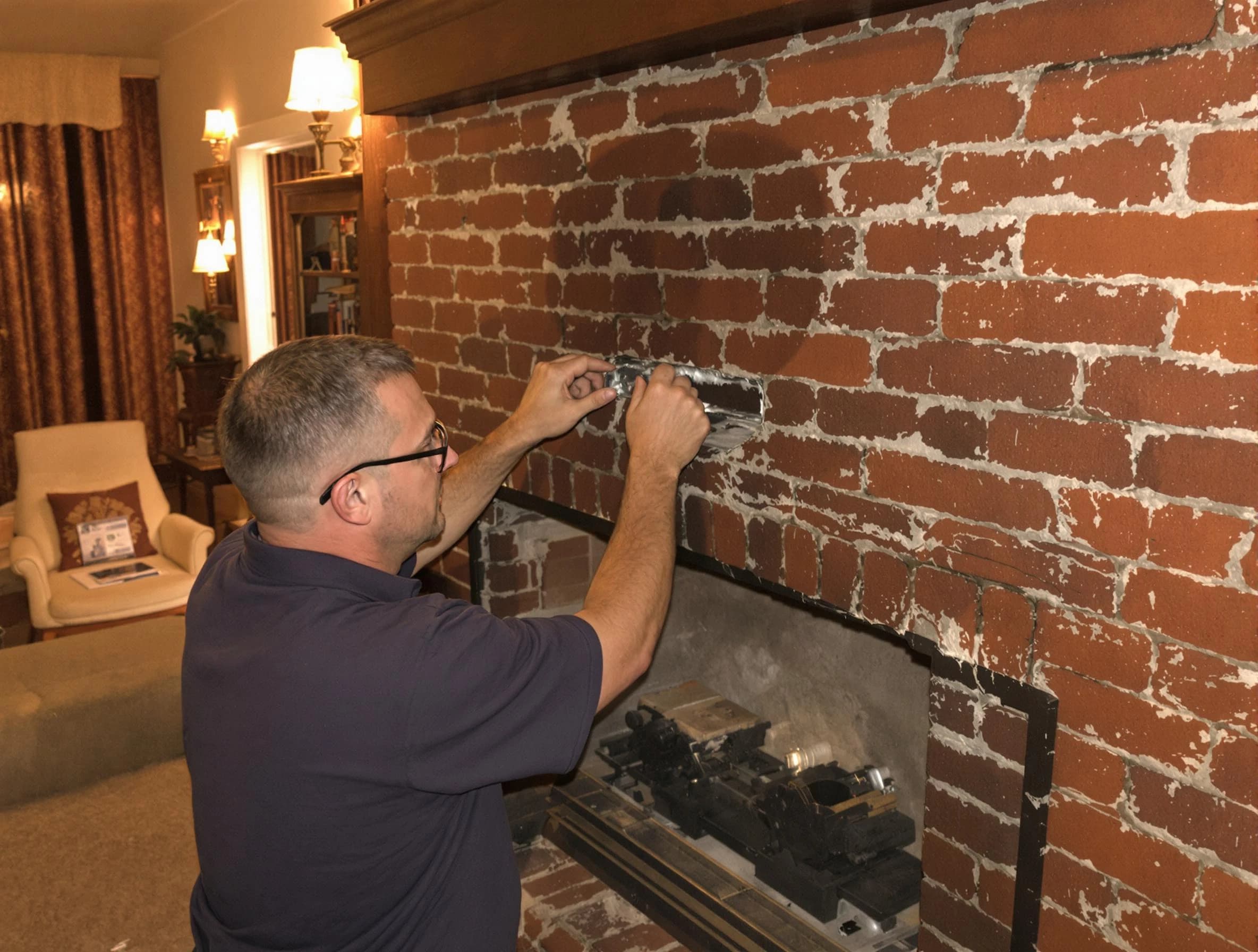 Spotsylvania Courthouse Chimney Sweep expert fixing a fireplace in Spotsylvania Courthouse, VA
